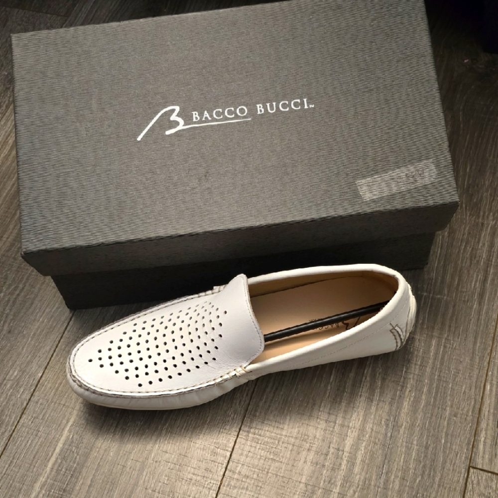 Bacco Bucci Perforated White Men's Slip-Ons
